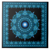 Blaustern-Fraktal gerahmte Ornamente Fliese (Vorderseite)