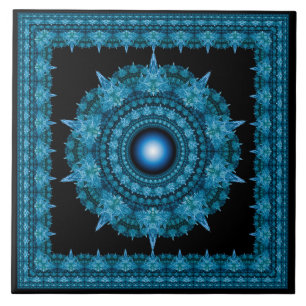 Blaustern-Fraktal gerahmte Ornamente Fliese