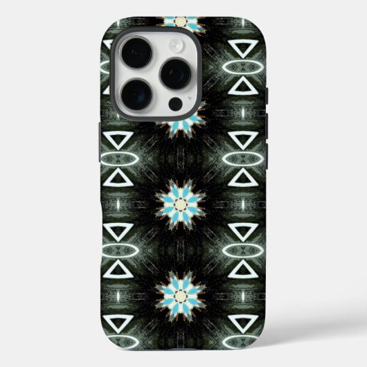 Blausterngeometrie auf schwarz Case-Mate iPhone hülle (Rückseite)