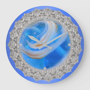 Blaustreifen Große Wanduhr