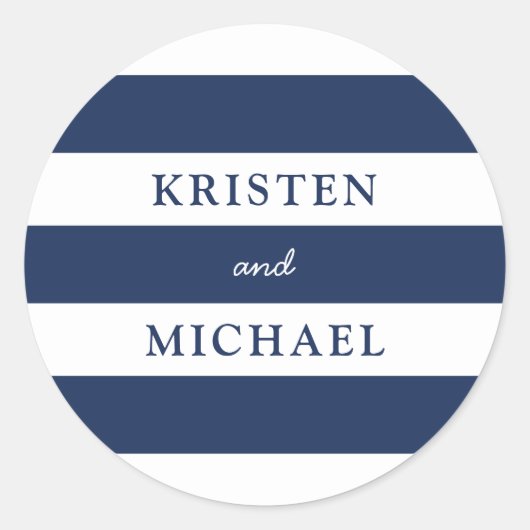 Blaustreifen-Hochzeit Runder Aufkleber (Vorderseite)