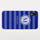 Blaustreifen mit Monogramm Case-Mate iPhone Hülle (Rückseite (Horizontal))