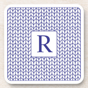 BLAUSTRICKHARTE Kunststoffuntersetzer + Initial Getränkeuntersetzer