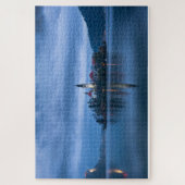 Blaustundenlandschaft am Bled-See (Slowenien) Puzzle (Vertikal)