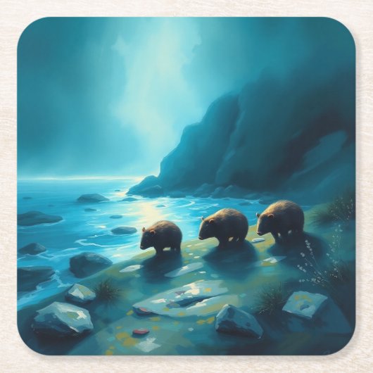 Blautagswombats Rechteckiger Pappuntersetzer (Vorderseite)