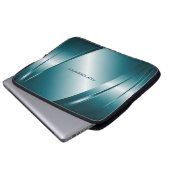 Blauton-Metallic-Look-Stainless-Steel-Muster Laptopschutzhülle (Vorne Knopf)