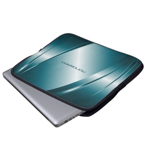 Blauton-Metallic-Look-Stainless-Steel-Muster Laptopschutzhülle (Vorne Knopf)