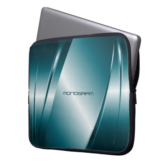 Blauton-Metallic-Look-Stainless-Steel-Muster Laptopschutzhülle (Vorderseite Links)