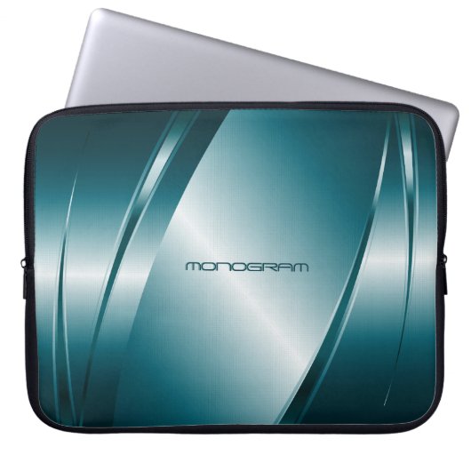 Blauton-Metallic-Look-Stainless-Steel-Muster Laptopschutzhülle (Vorderseite)
