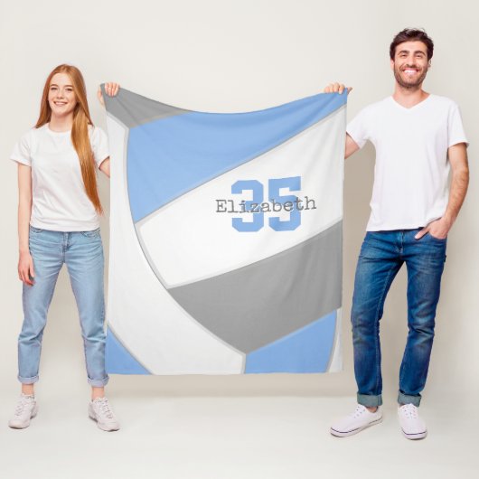 Blautöne, graue, weiße Girls, Volleyballzimmerdeko Fleecedecke (Beispiel)