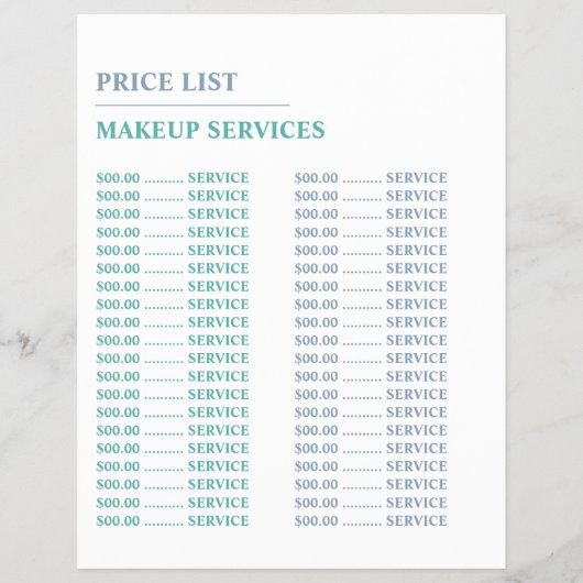 Blautöne, Makeup-Künstlerwerbung Flyer (Hinten)