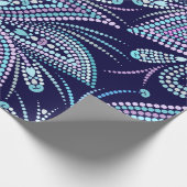 Blautöne mit Pisley und Perlen. Orname Geschenkpapier (Ecke)