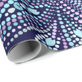 Blautöne mit Pisley und Perlen. Orname Geschenkpapier (Rolleneckpunkt)