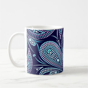 Blautöne mit Pisley und Perlen. Orname Kaffeetasse
