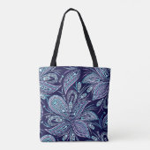 Blautöne mit Pisley und Perlen. Orname Tasche (Rückseite)