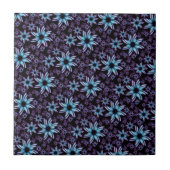 Blautöne und Lila Blumenmuster Fliese (Vorderseite)
