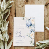 Blautönen und beige Babydusche - Einladung