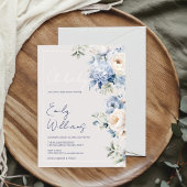 Blautönen und beige Babydusche - Einladung