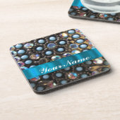 Blautürkis Getränkeuntersetzer (Linke Seite)