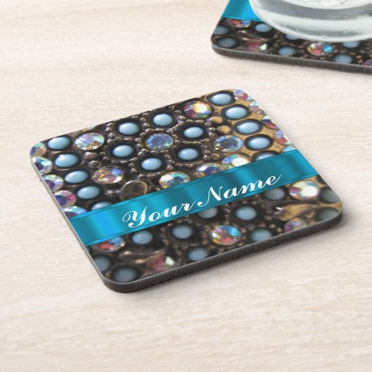 Blautürkis Getränkeuntersetzer (Linke Seite)