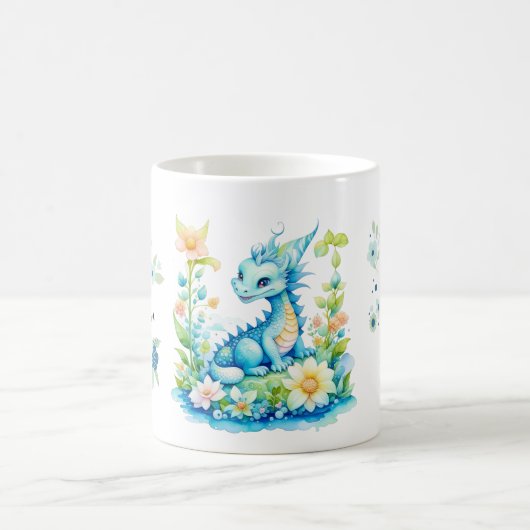 Blautürkis-grüne Drache-Mama Kaffeetasse (Mittel)