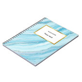 Blautürkis und Goldmarmor | Dein Name Notizblock (Linke Seite)