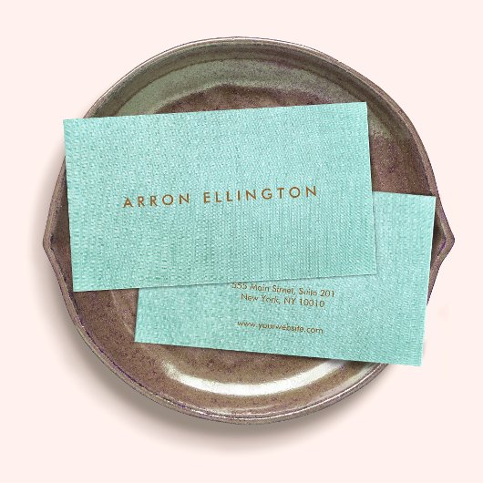 Blautürkisblau Minimalistisch Visitenkarte