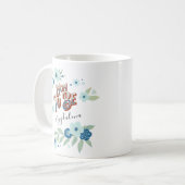 Blautürkisblaue grüne Blume Mama zu sein Kaffeetasse (Vorderseite Links)