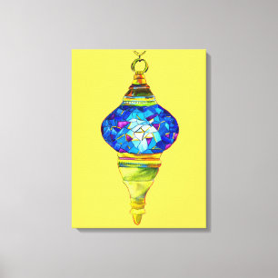 Blautürkische Lampen Mosaikkunst Aquarell Leinwanddruck