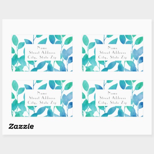 Blautürkisfarbene Blätter Rechteckiger Aufkleber (Blatt)