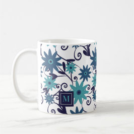 Blautürkisfarbene Blume Kaffeetasse
