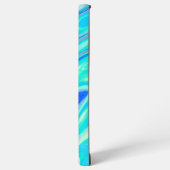 Blautürkisfarbener Abstrakter Marmor Flüssige Text Samsung Galaxy Hülle (Linke Seite)