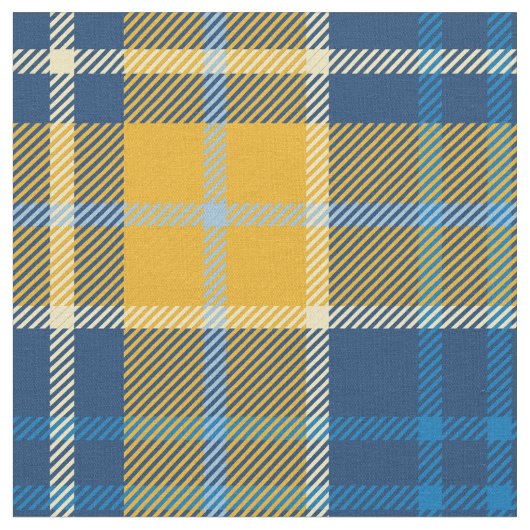 Blauu. GoldTartan Stoff (Nahaufnahme)