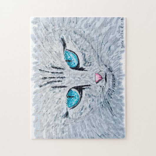 Blaüugige Fluffige Katze Puzzle (Vertikal)