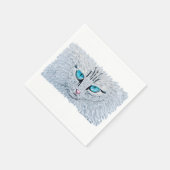 Blaüugige Fluffige Katze Serviette (Ecke)