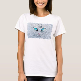 Blaüugige Fluffige Katze T-Shirt