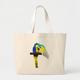 Blauund Goldmacaw-Papageien-Druck Jumbo Stoffbeutel
