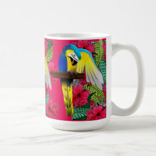 Blauund Goldmacaw-Papageien-Druck Kaffeetasse