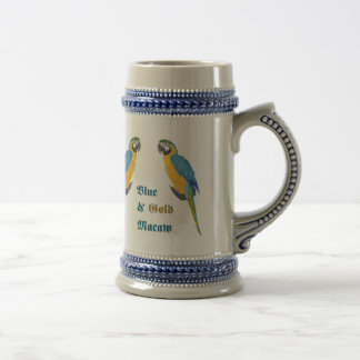 Blauund GoldMacaw Stein Bierglas