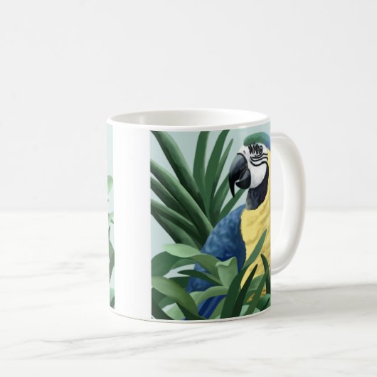 Blauund Goldmacaw-Tassen Kaffeetasse (VorderseiteRechts)