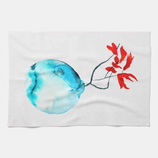 Blauvase Wasserfarbe Geschirrtuch (Horizontal)