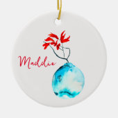 Blauvase Wasserfarbe Keramik Ornament (Vorne)