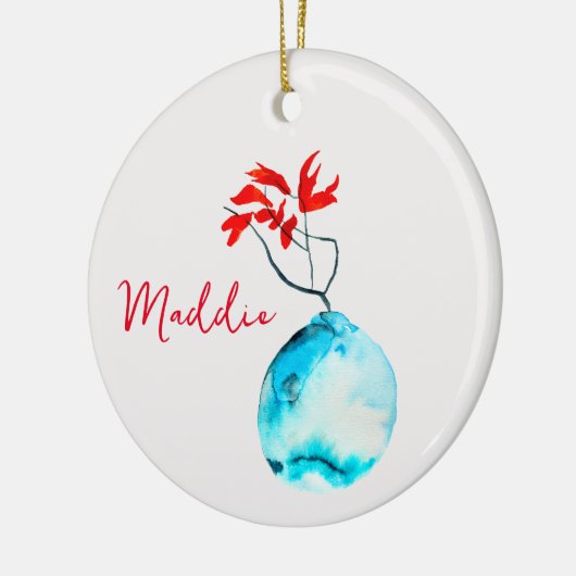 Blauvase Wasserfarbe Keramik Ornament (Links)