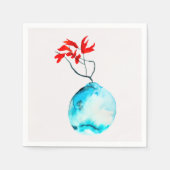 Blauvase Wasserfarbe Serviette (Vorderseite)