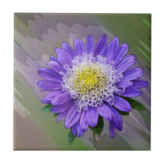 Blauviolett-Blume Fliese (Vorderseite)