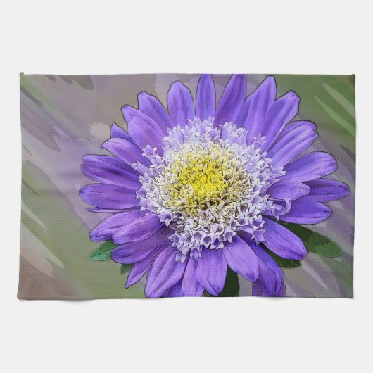 Blauviolett-Blume Geschirrtuch (Horizontal)