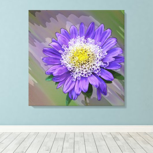 Blauviolett-Blume Leinwanddruck (Insitu (Holzboden))