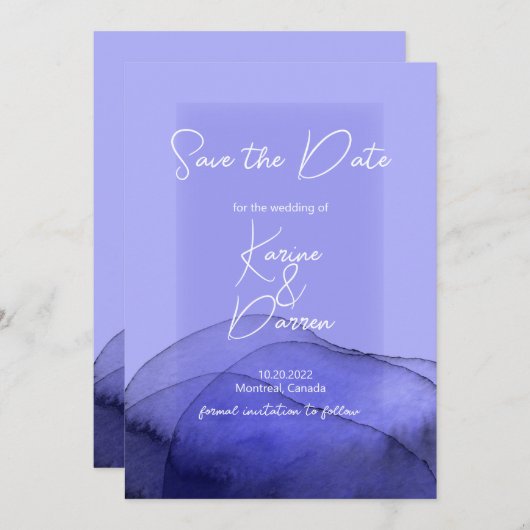Blauviolett Save The Date (Vorne/Hinten)