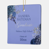 Blauviolette Blumen | Silver Abschluss Keepake Keramikornament (Links)