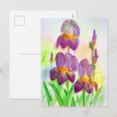 Blauviolette Irische in Aquarellmalerei Feiertagspostkarte (Vorne/Hinten)